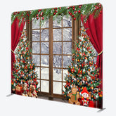 Lofaris Curtain Wood Window Christmas Pillow Case Backdrop